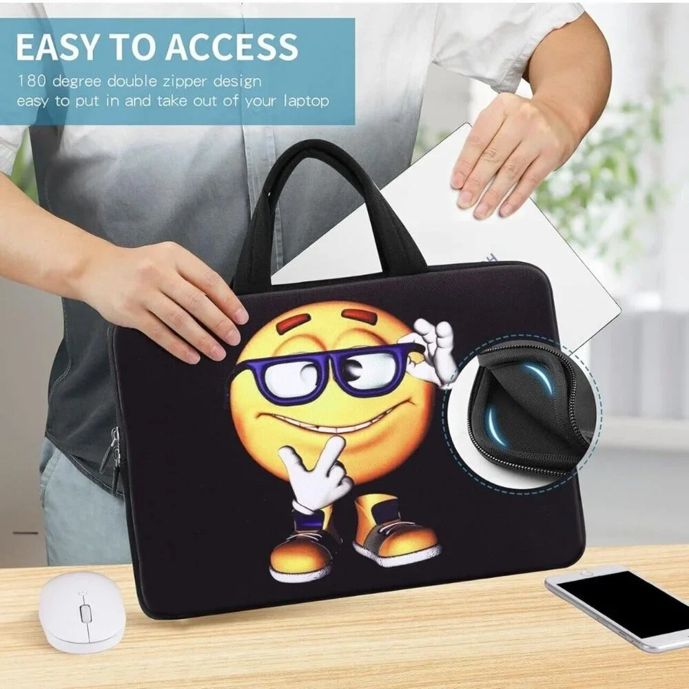 iColor Laptop Neoprene Handle Bag Computer Tablet Protect Case School Emoji Face
